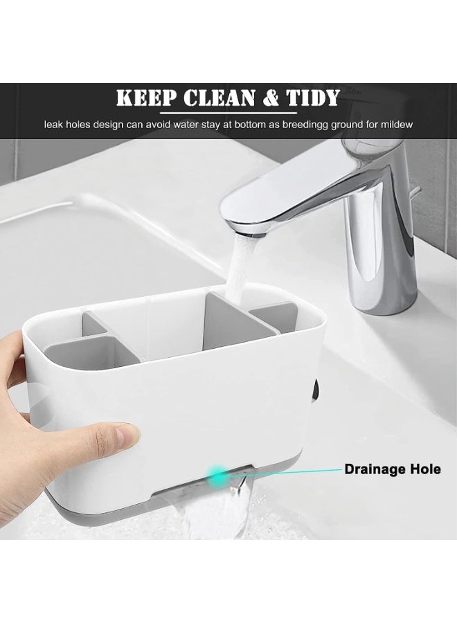 CLENEA Toothbrush Holder with Anti-Slip,Plastic Detachable for Easy Cleaning Multi-Functional Storage,Large Electric Toothbrush and Toothpaste Organizer Caddy for Bathroom Vanity,Sink,Countertop (Grey) - Image 3